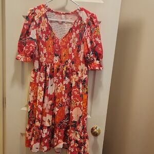 Floral Pink + Orange Dress